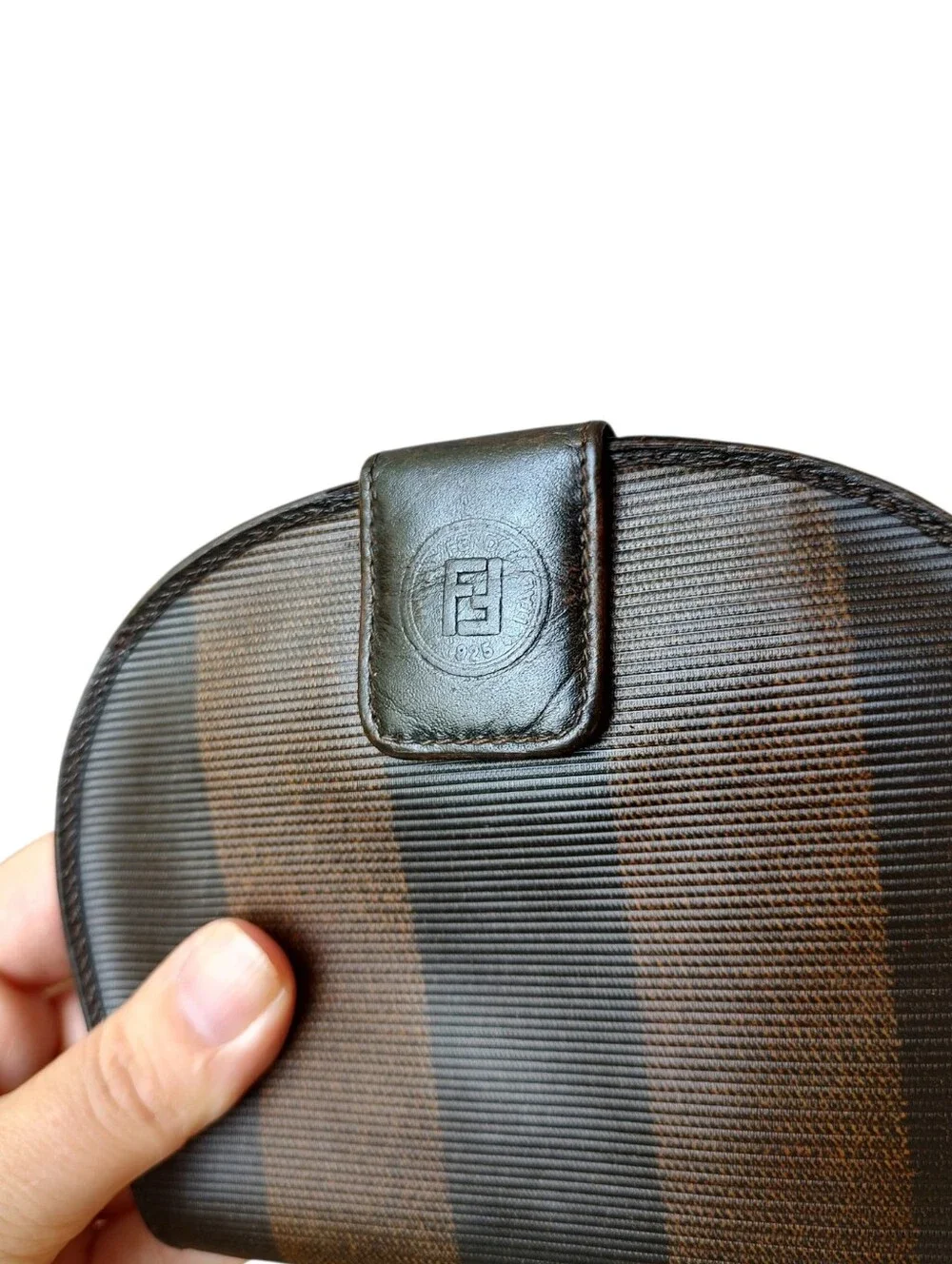 Fendi Pequin Brown Striped Dome Wallet
